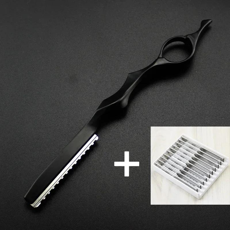 1 Thinner Razor +10 Pieces Blades Barber Thinning Razor Safety Hairdressing Razor Salon Hair Cutting Knife Shaving Tools Barber