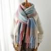 Autumn Winter Luxury Women Scarves 240*38Cm Men Thickening Warm Scarf Rainbow Plaid Tassel Shawl Cashmere Imitation Fashion Wrap