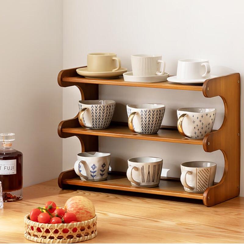 

Bamboo 3-Tier Dustproof Cup Organizer