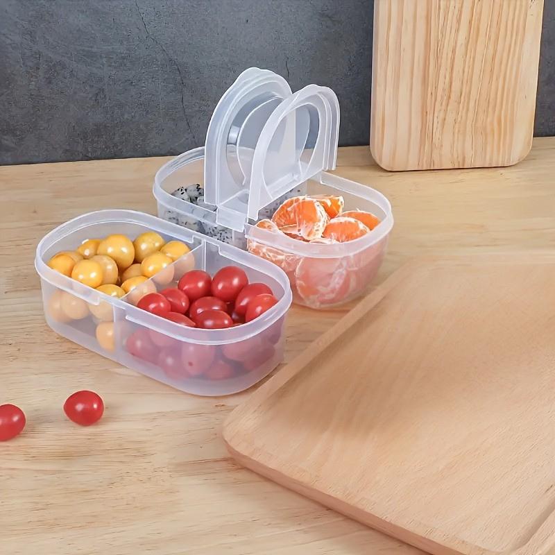 Lebensmittelaufbewahrungsbehälter, Gewürzorganisator mit zwei Fächern, Für Obst, Gewürze, Kräuter, Versiegelt, Mikrowellengeeignet, Wiederverwendbar, Leicht zu reinigen