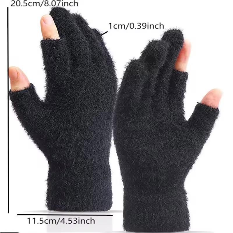 Winter Warmth Fingerless Gloves Mink Fur Knitted Gloves Sliding Screen Outdoors Warmth Cold-proof Mittens for Men and Women