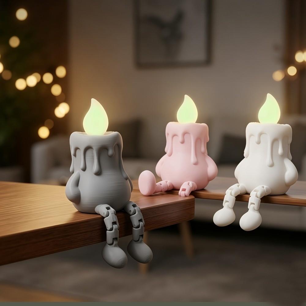 Luminous 3D Printed Candle Figurine Novelty Candle Figure Ornament Desktop Decor
