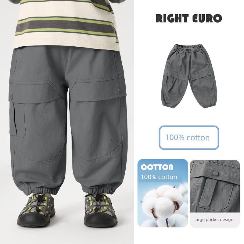 Right European Style Boys  Outdoor Workwear Long Pants Woven Pants 2026 Spring and Autumn New Children s Clothing Baby Spring and Autumn Style Dark Gray 90cm