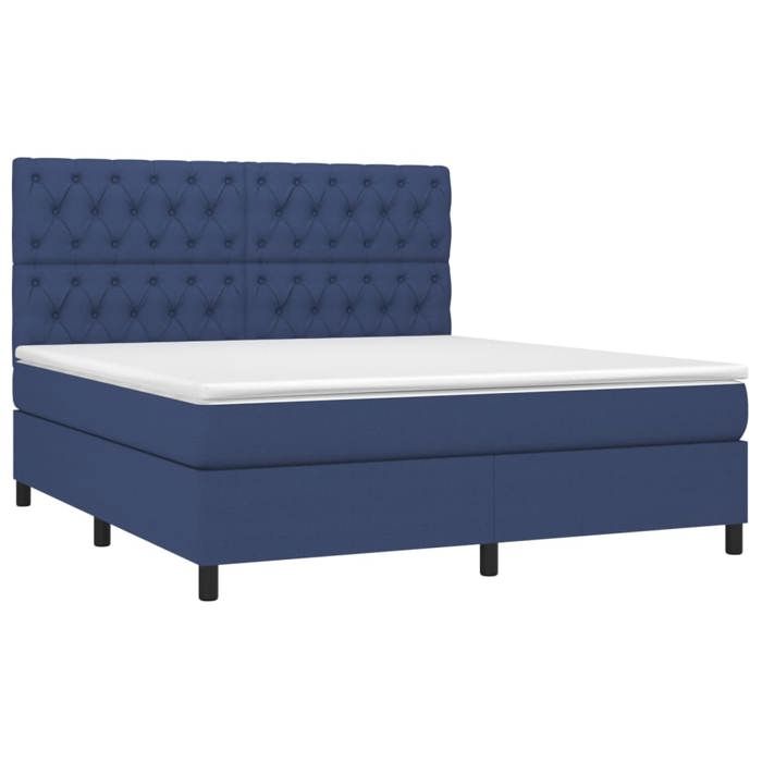 Maison Exclusive - Sommier à lattes de lit avec matelas Bleu 160x200 cm Tissu