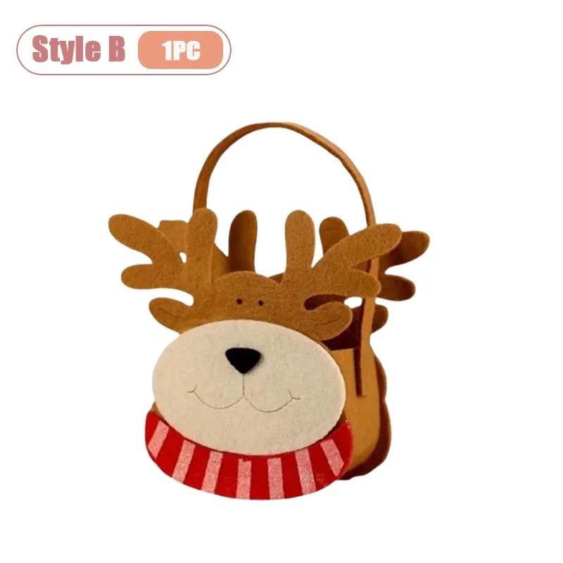 1-8PCS Christmas Felt Handbag Cute Cartoon Candy Gift Bag for Kids Decorative Hand Carry Holiday Tote for Children