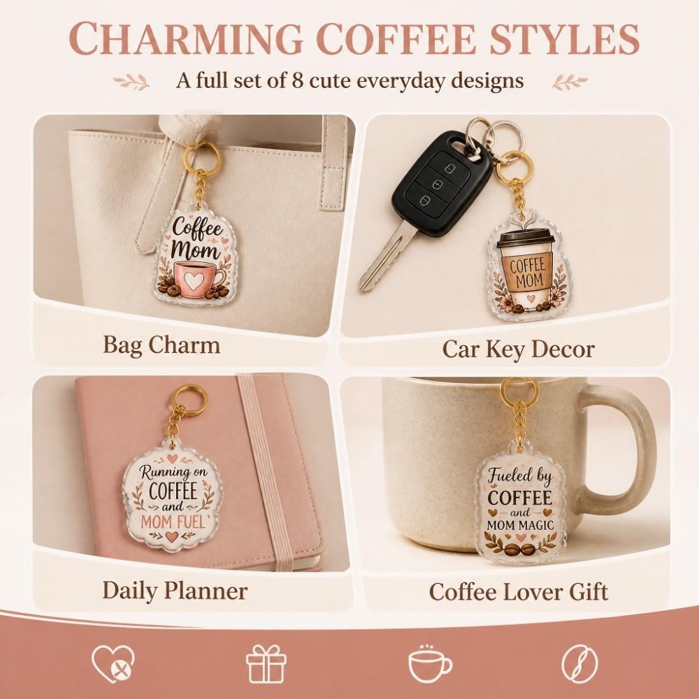8pcs 2D Flat Design 2D Flat Acrylic Keychain Set Acrylic Bag Charm Key Ring Mini Key Chains  Gift