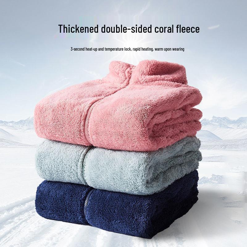 White Double-Sided Thickened Fleece Hoodie Jacket for Spring, Autumn, and Winter