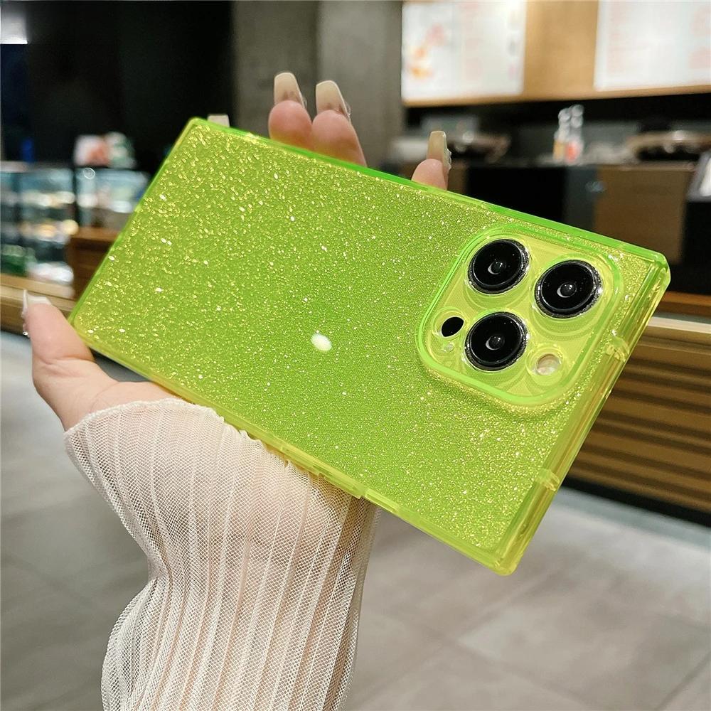 Luxury Transparent Glitter Fluorescent Transparent Case For iPhone 16 14 11 12 13 15 Pro Max 14/15/16 Plus INS Soft Silicone Cover