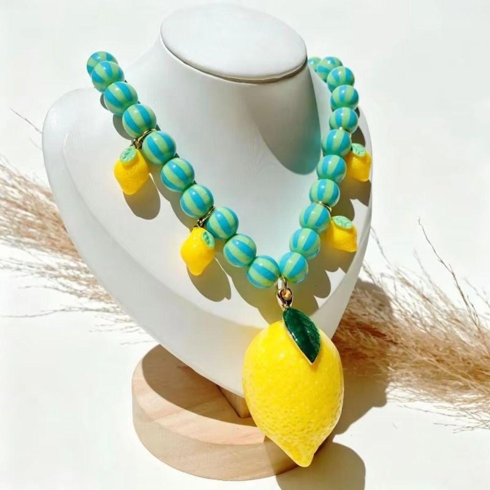 Layered Multi Layer Choker Colorful Beads Beaded Clavicle Chain Simple Beads Fruit Necklace Gift