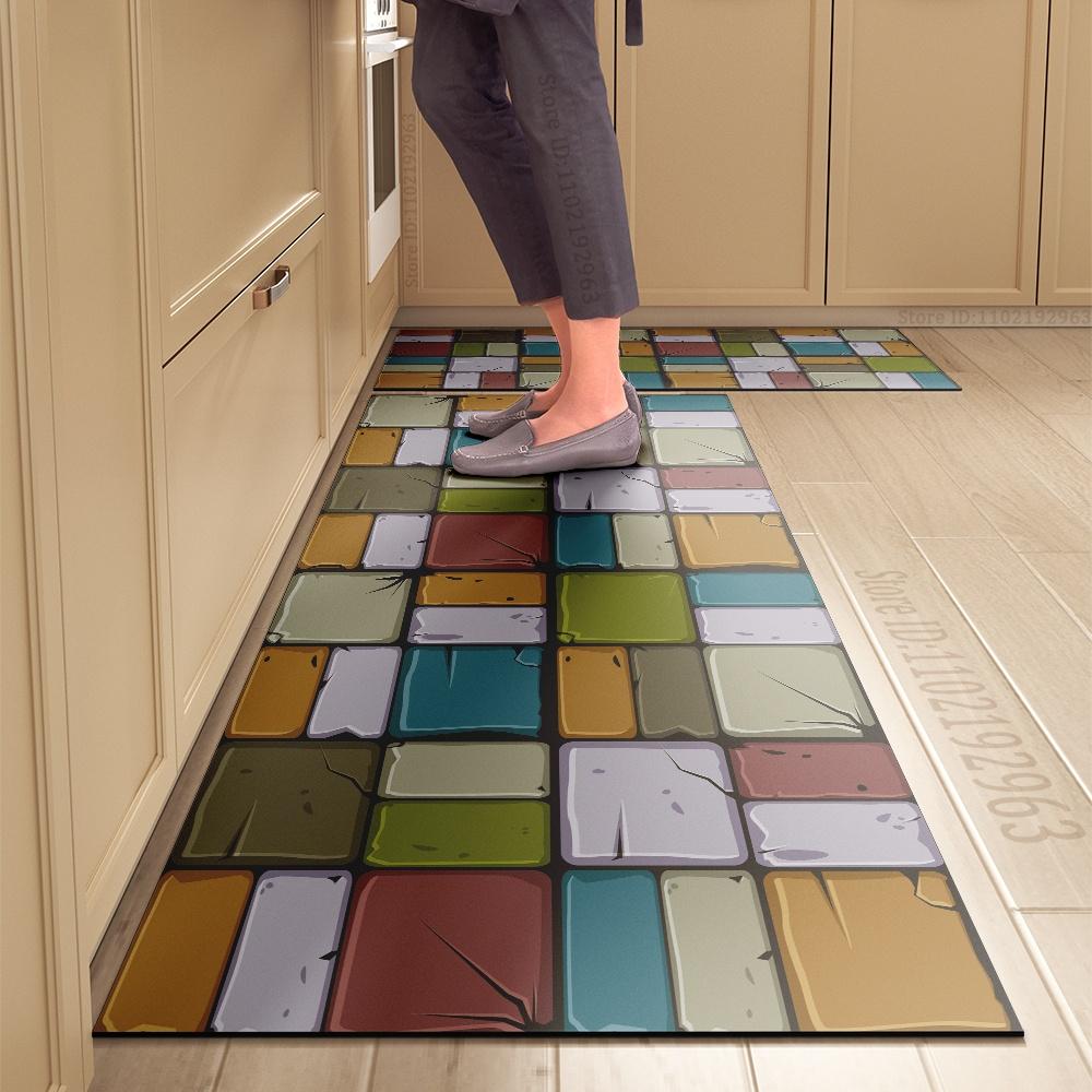 Kitchen Mat Absorbent Printed Kitchen Rugs Non-slip Area Mat Hallway Long Carpets for Living Room Bedroom Entrance Doormat Bath