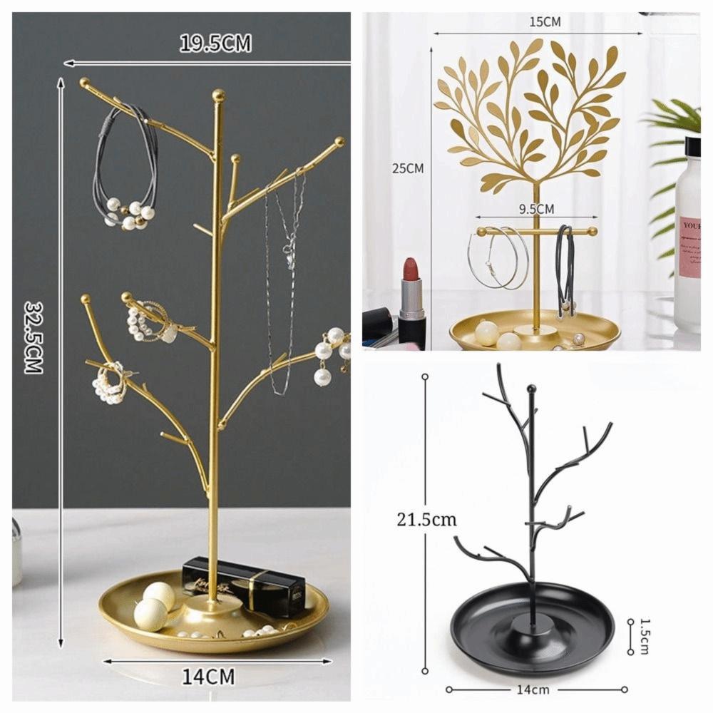 with Tray Necklace Earring Organizer Holder Tree Bracelet Rings Storage Rack Desktop