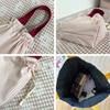 1pc Preppy Style Striped Drawstring Tote Bag, Portable Polyester Handbag with Unlined Interior, Fashionable Travel Pouch for Cosmetics and Accessories