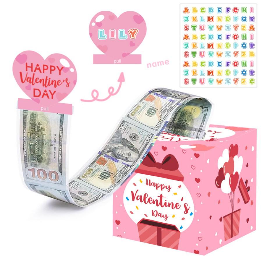 Valentine's Day Surprise Cash Gift Box with Pull-Out Red Envelope