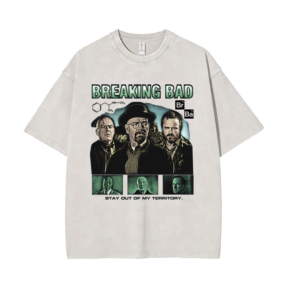 Washed Vintage Heisenberg TV Breaking Bad Stay Out of My Territory T Shirt Better Call Saul Graphic Tshirts Men Retro T Shirts