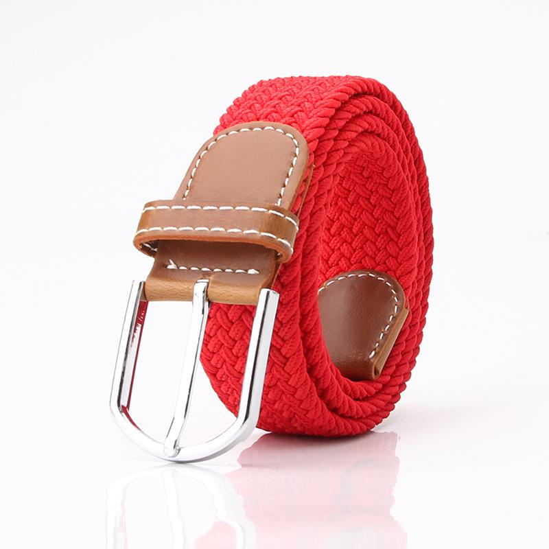 Elastic woven women s canvas belt, casual pin buckle women s belt, men s elastic belt красный