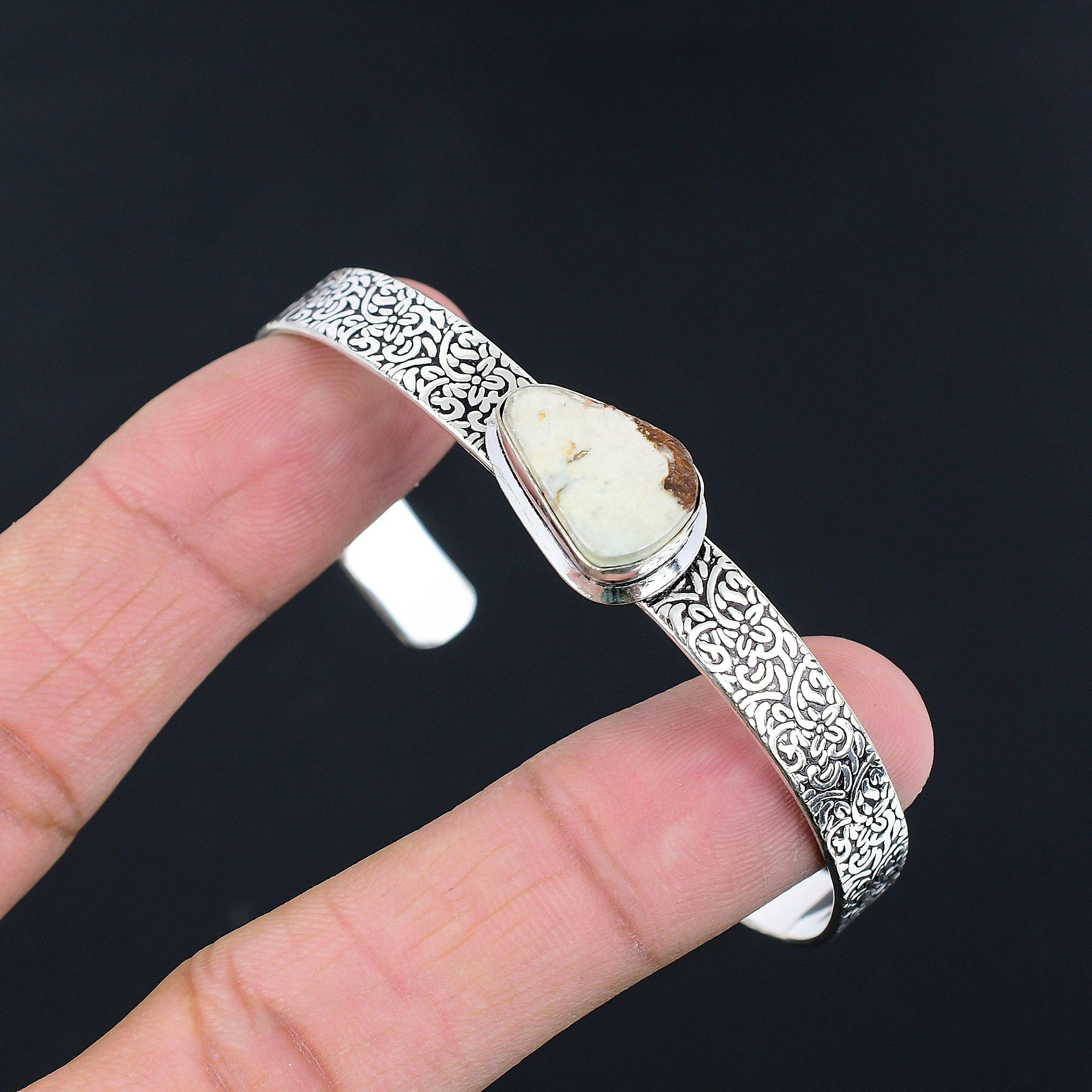 

Halloween Deal Boulder Chrysoprase Stone Sterling Silver Boho New Bangle Jewelry Adjustable