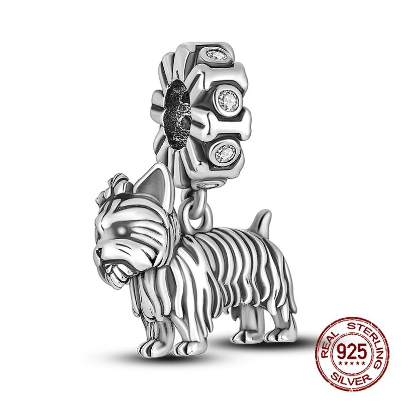 Inlaid Zircon Charm Beads Copper Color Love Heart Snake Dangle Fit Original Bracelet Charms Pendant Jewelry