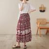 Cotton Satin Plus Size High Waist Vintage Summer Casual Loose Long Woman Skirt
