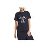 Adidas Short Sleeve Printed Sports Casual T-Shirt Women Tops Legend-Ink-Blue JM4960