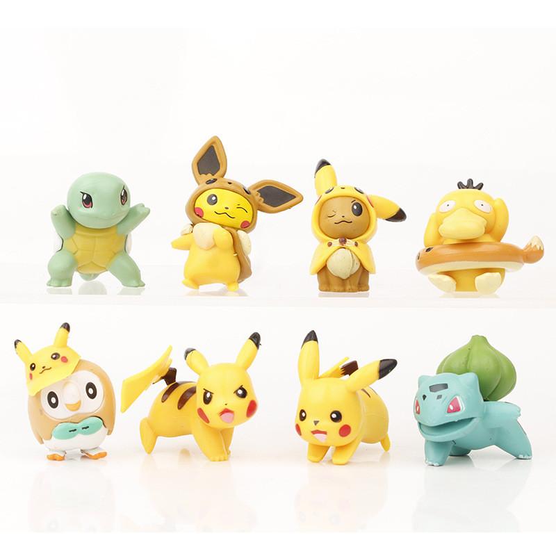Adorable Pikachu Figurine Collection Pvc 8 Variants With Detachable Swim Ring Psyduck
