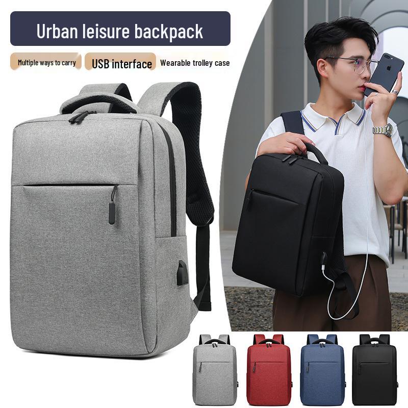 Men's Large-Capacity Logo Backpack: Simple, Fashionable Business & Casual Laptop Bag