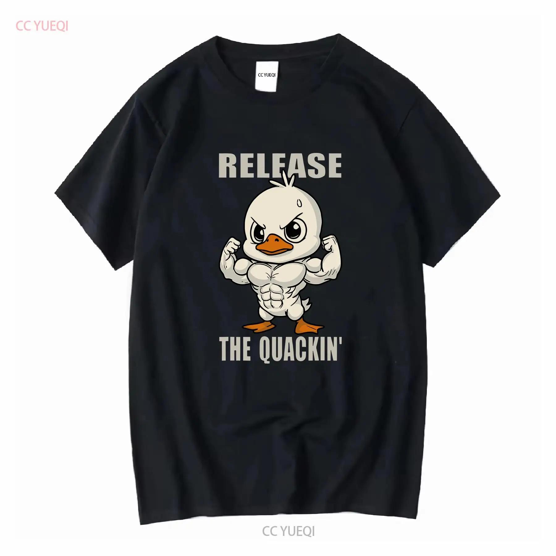 Release The Quackin Duck Gym Weightlifting Bodybuilder T Shirt vintage Washed Stretched fashion Comfortable Casual Soft Unisex S разноцветный
