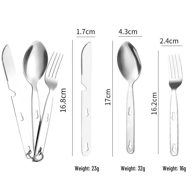 Stainless Steel Travel BBQ Utensil Set: Knife, Fork, Spoon & Bottle Opener