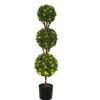 Artificial Topiaries Boxwood Trees, 48 inch Tall (2 Pieces), 3 Ball-Shape Faux Topiaries Plant with Planters, Green Feaux Plant w/ Replaceable Leaves