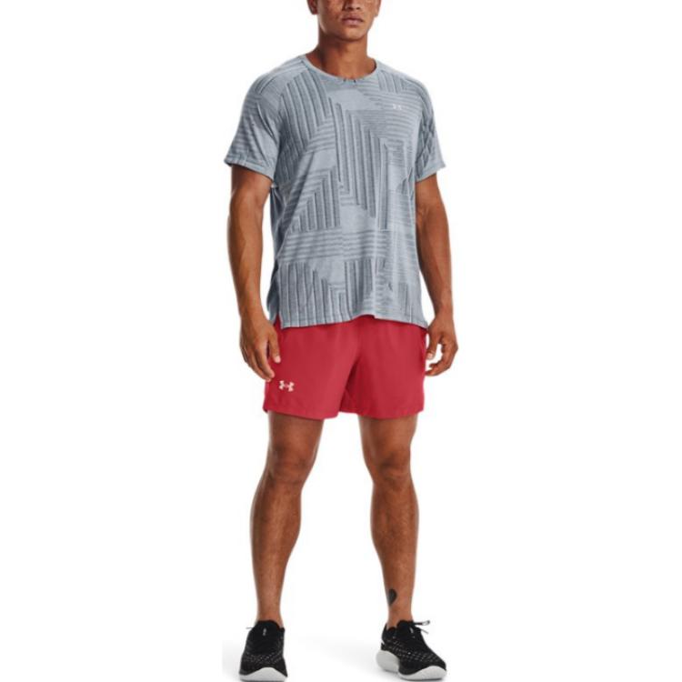 Under Armour Spliced Stripe Crew Neck Short Sleeve T-Shirt Men Tops Blue 1376516-465