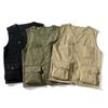 Colete Simples para Trabalho de Verão Marca Japonesa Tendência Jaqueta Fina de Corte Solto Multibolsos Sem Mangas Colete de Ombro