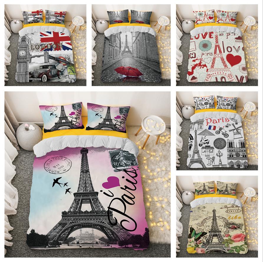 

3D романтический комплект постельного белья «Железная башня» современный романтический пододеяльник наволочка 2/3 шт. AU240 * 270 полноразмерный декоративный пододеяльник