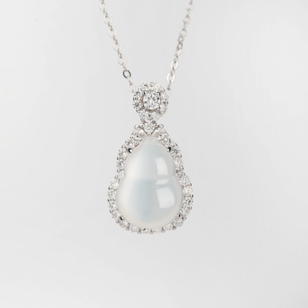 Clear White Chalcedony Gourd Sterling Silver S925 Necklace Autumn and Winter New Chinese Premium Light Luxury 2026