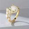Cute Little Fox Adjustable Opening Ring – Small Luxury Design Fashion Ring for Women & Teenager, Delicate Animal Jewelry, Versatile Daily Wear Gift