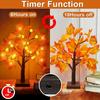 Timer - Fall Thanksgiving Tree, 18 Inch Prelit Lighted Maple Tree Thanksgiving Decorations with 24 Pumpkin Lights Battery Operated for Autumn Harvest