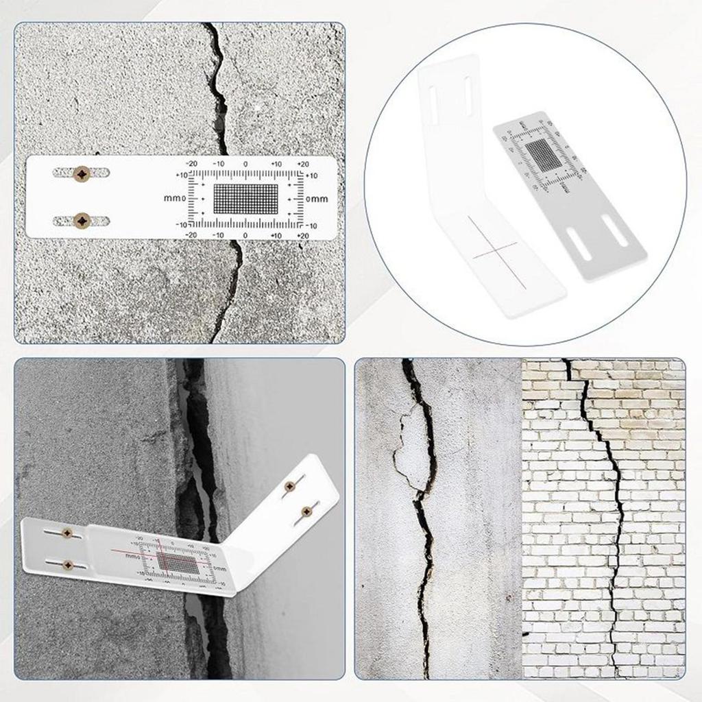 Concrete Crack Monitor L Shape Acrylic Ruler Crack Monitoring Tool for Detection Tracking Building Internal External Wall Corner