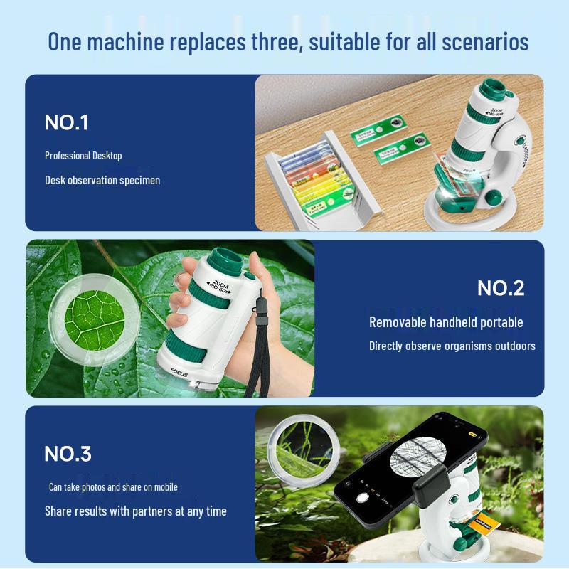 Xueyouma Kids' Portable Microscope Science Experiment Set for Elementary Students – Educational Biology Toy