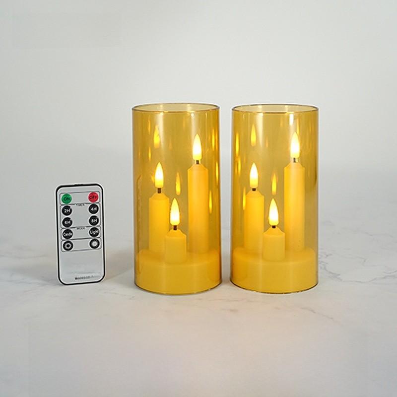Led Acrylic Candle Set With Remote Control For Wedding Party Event Decor