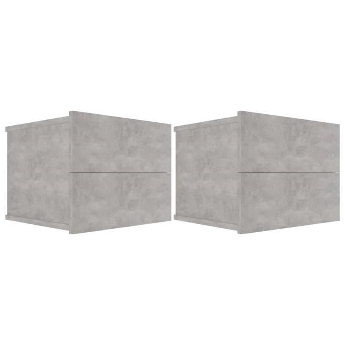 VidaXL Tables de chevet 2 pcs Gris béton 40 x 30 x 30 cm Aggloméré