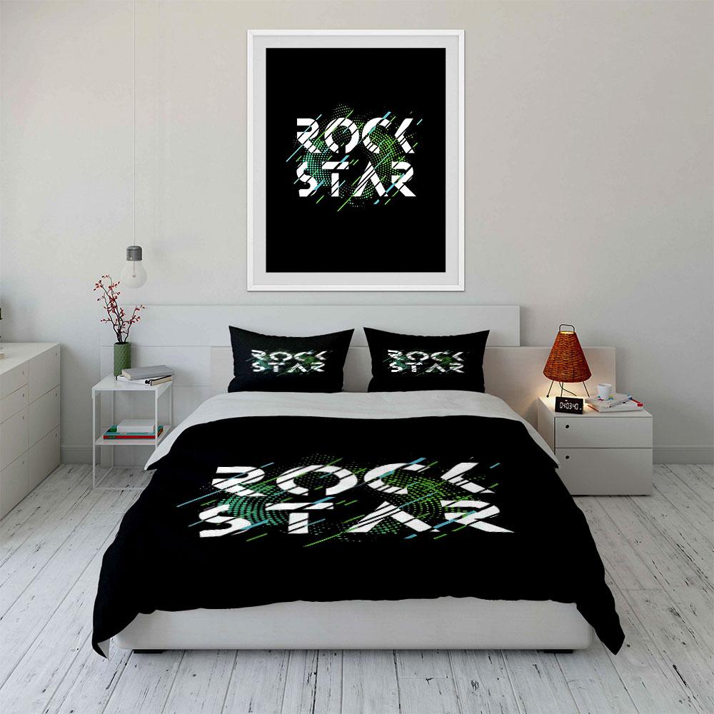 Rock Star Black Bedding Set Bedding Duvet Cover Set Duvet Cover Pillowcases (1 * Duvet Cover 2 * Pillowcases, without duvet insert)