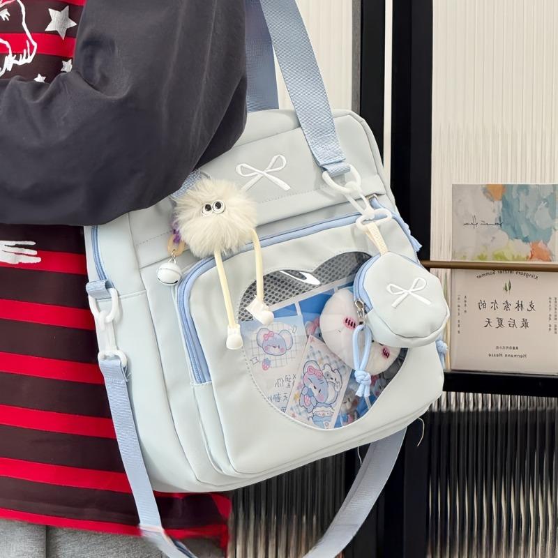 Two-dimensional style girl versatile transparent cute Japanese college messenger bag female student class portable shoulder backpack