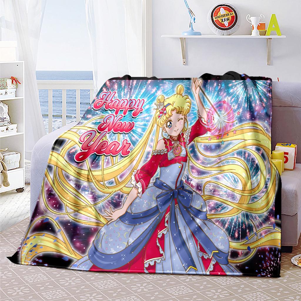 Japanese anime cute cartoon theme Sailor Moon Tsukino Usagi blanket suitable for home beds, sofa covers, office nap, outdoor warm blankets O6