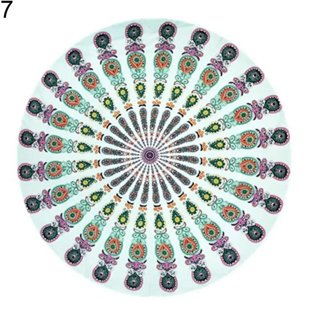 Grande Telo da Spiaggia Mandala per Adulti Sciarpa Rotonda Vintage in Chiffon Anti-sole Telo da Spiaggia Tappetino da Picnic per Yoga all'Aperto