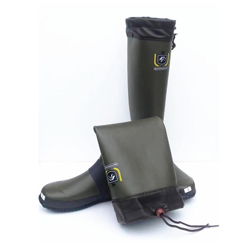 Unisexové vysoké gumové kožené boty pro turistiku, kempování a pozorování ptáků - Voděodolné boty s plochou podrážkou