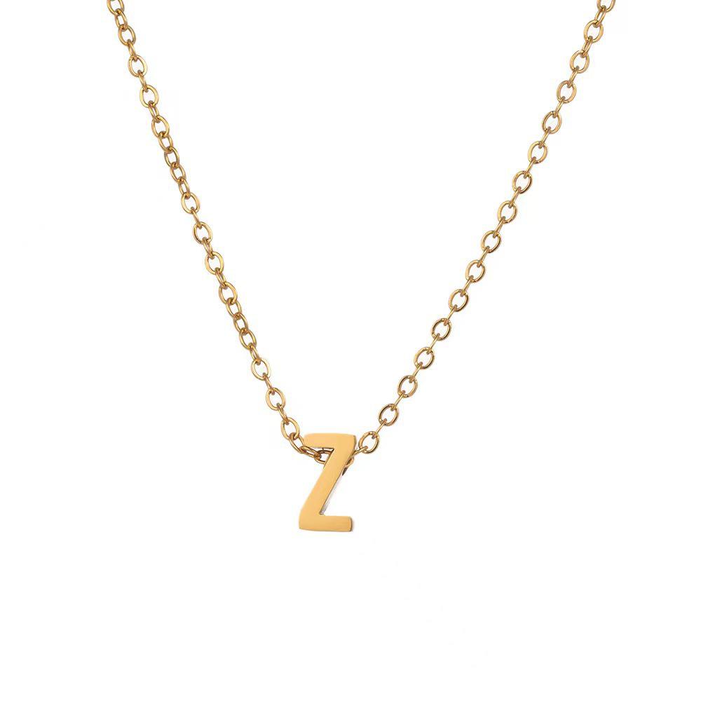 Elegant 18K Gold Titanium Letter Pendant Necklace - Durable and Versatile Clavicle Chain