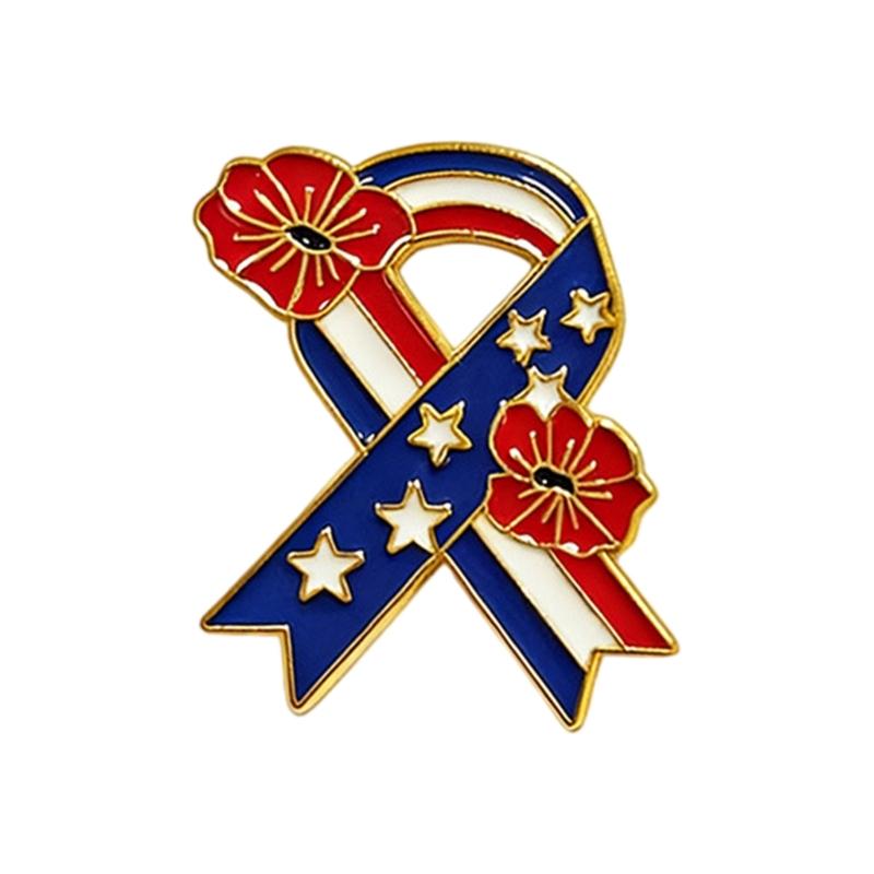 

Secure Clasp Patriotic Flower Brooch Alloy Independence Day Safety Lapel Pin for Crowded Places During Festivities