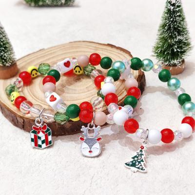 Creative Santa Claus Multicolored Bead String Soft Ceramic Cartoon Christmas Element Decorative Bracelet Christmas Gift NAVID