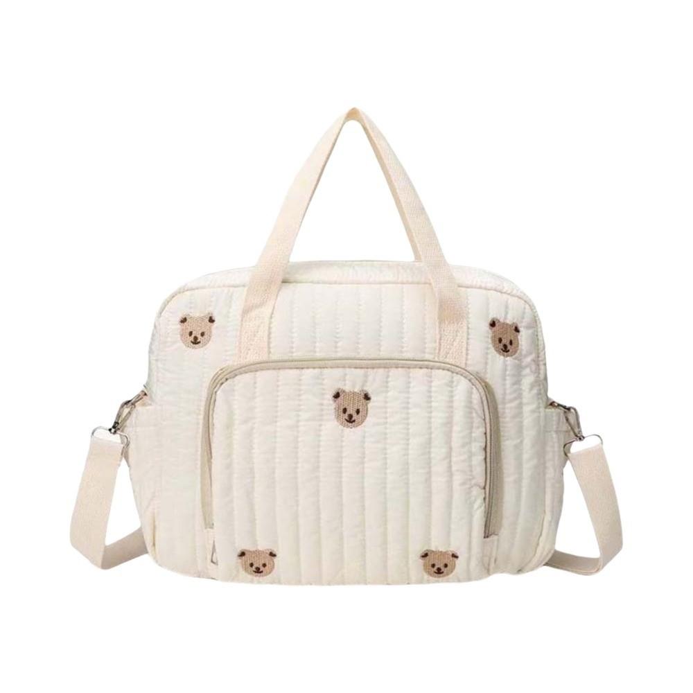 Large Capacity Mommy Shoulder Bag Cartoon Cotton Handbag Diaper Organizer  Outdoor Travel