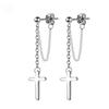 Pendientes Colgantes Largos con Cadena y Borla Cruzada WME4045 para Hombres Mujeres Niñas Plata de Ley 925 Chapado en Platino Boda Personalizados