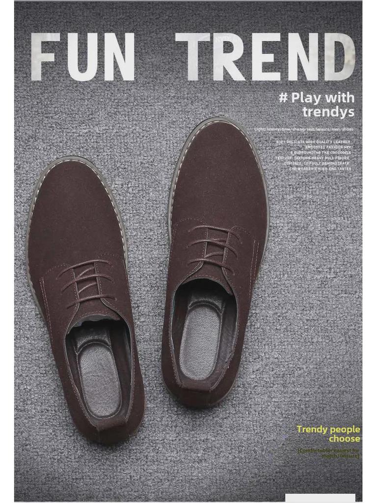 Men's Frosted Leather Lace-Up Casual Round Toe Shoes - Plus Size Available