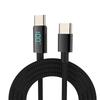 100W Dual Type-C Nylon Braided Fast Charging Cable with Digital Display for Android, Huawei, and Apple Devices.